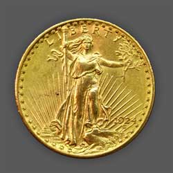 20 Dollars GOLD - 1924 back
